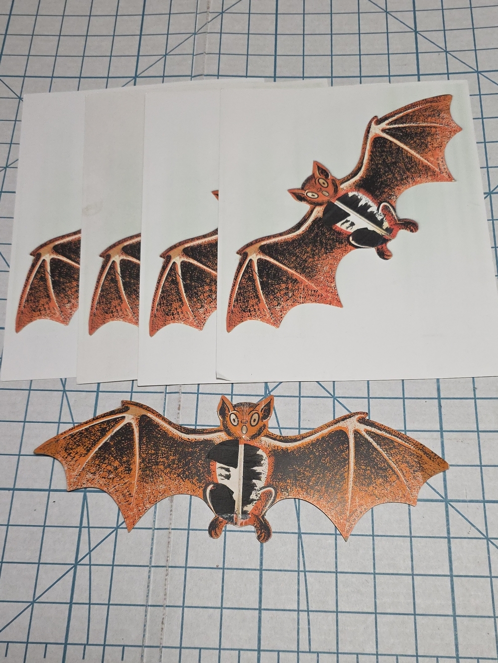 Halloween Bat Die-Cut, VTG, 2 Sided, 11.6" W X 4.2" T As Is